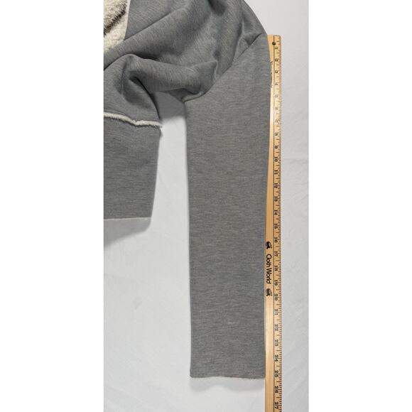 Caslon Soft Cozy Gray White Fleece Open Front Jacket Cardigan Size MED - Picture 7 of 9